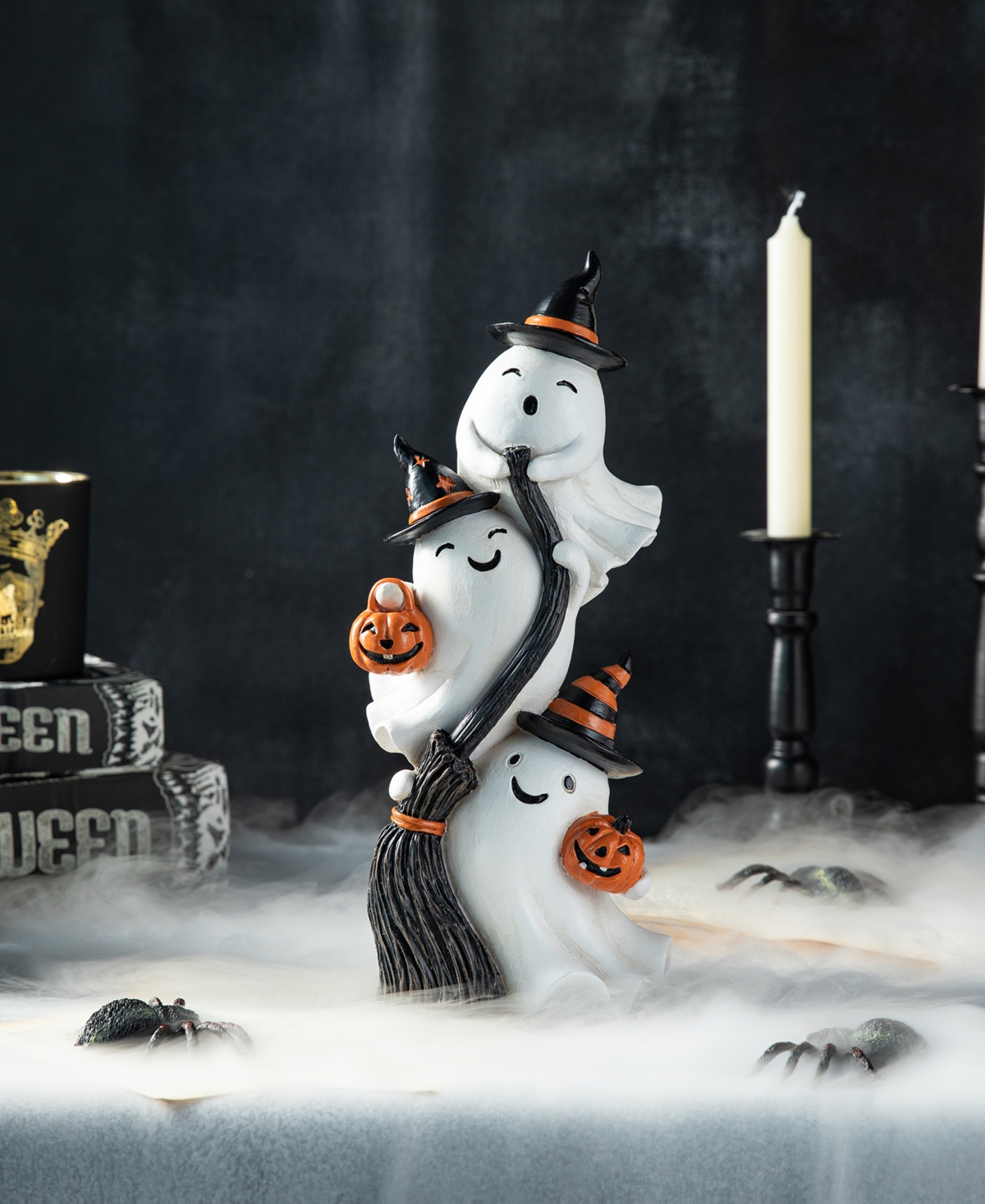 Glitzhome 13.00''h Halloween Polyresin Stacked Ghost Table Decor In Multi