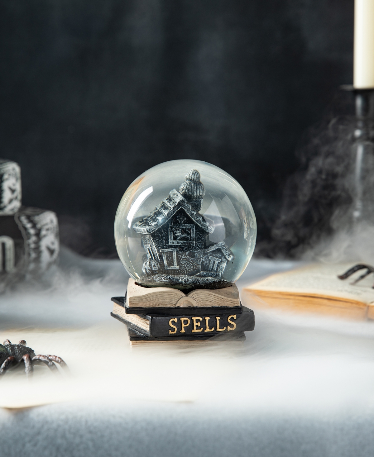 Glitzhome 100mm Halloween Polyresin Haunted House Water Globe In Multi