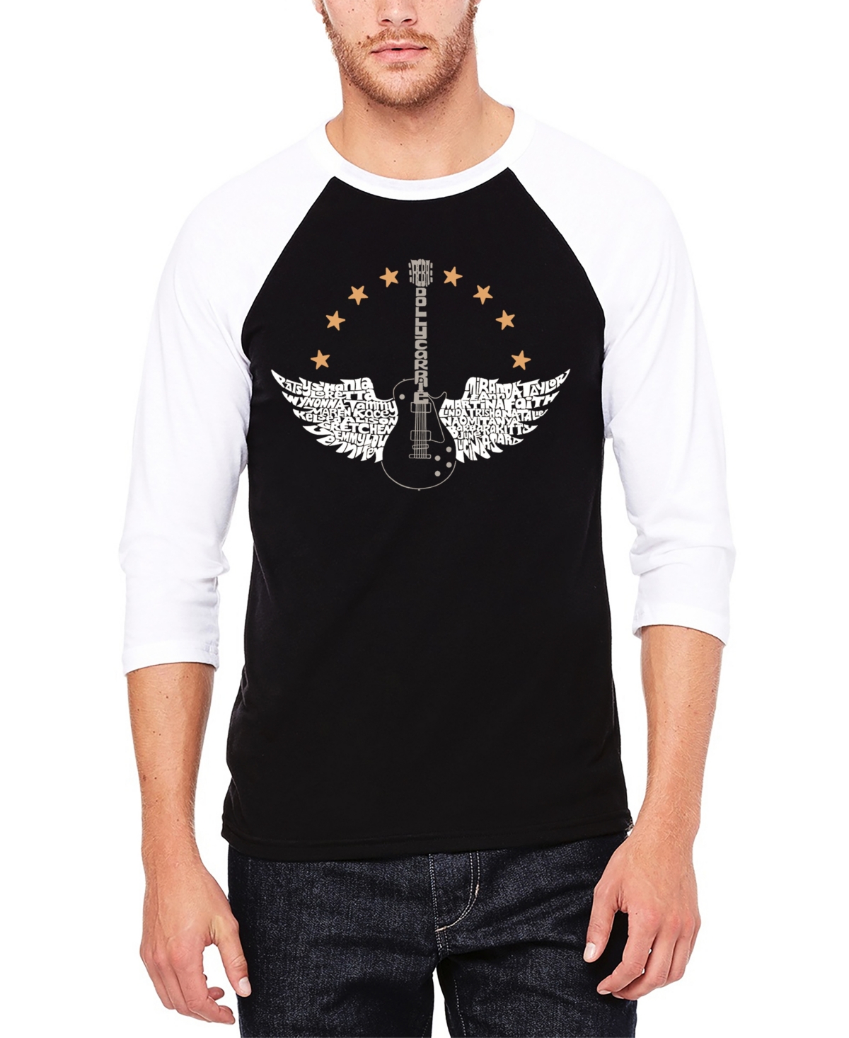 La Pop Art Country Female Singers - Men's Raglan Baseball Word Art T-Shirt