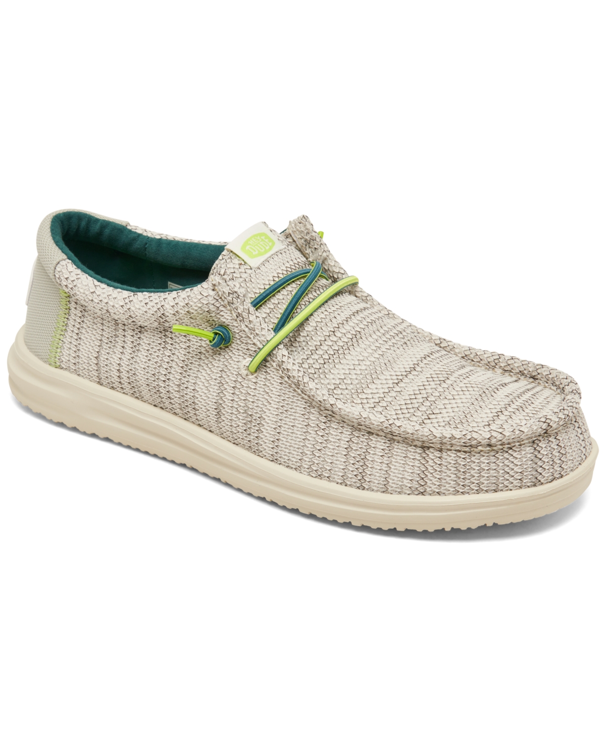 Men's Wally H2O Mesh Slip-on Casual Mocassin Sneakers from Finish Line - WHITE/LIME PUNCH