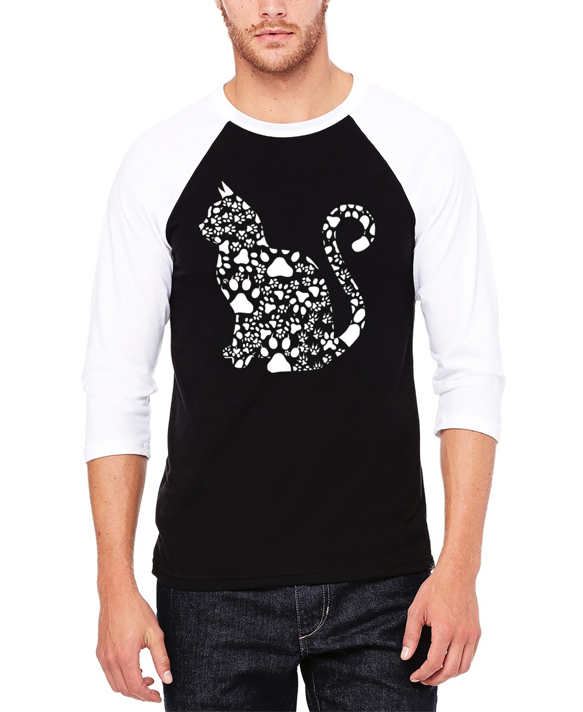 Cat Claws - Men's Raglan Baseball Word Art T-Shirt - Grey