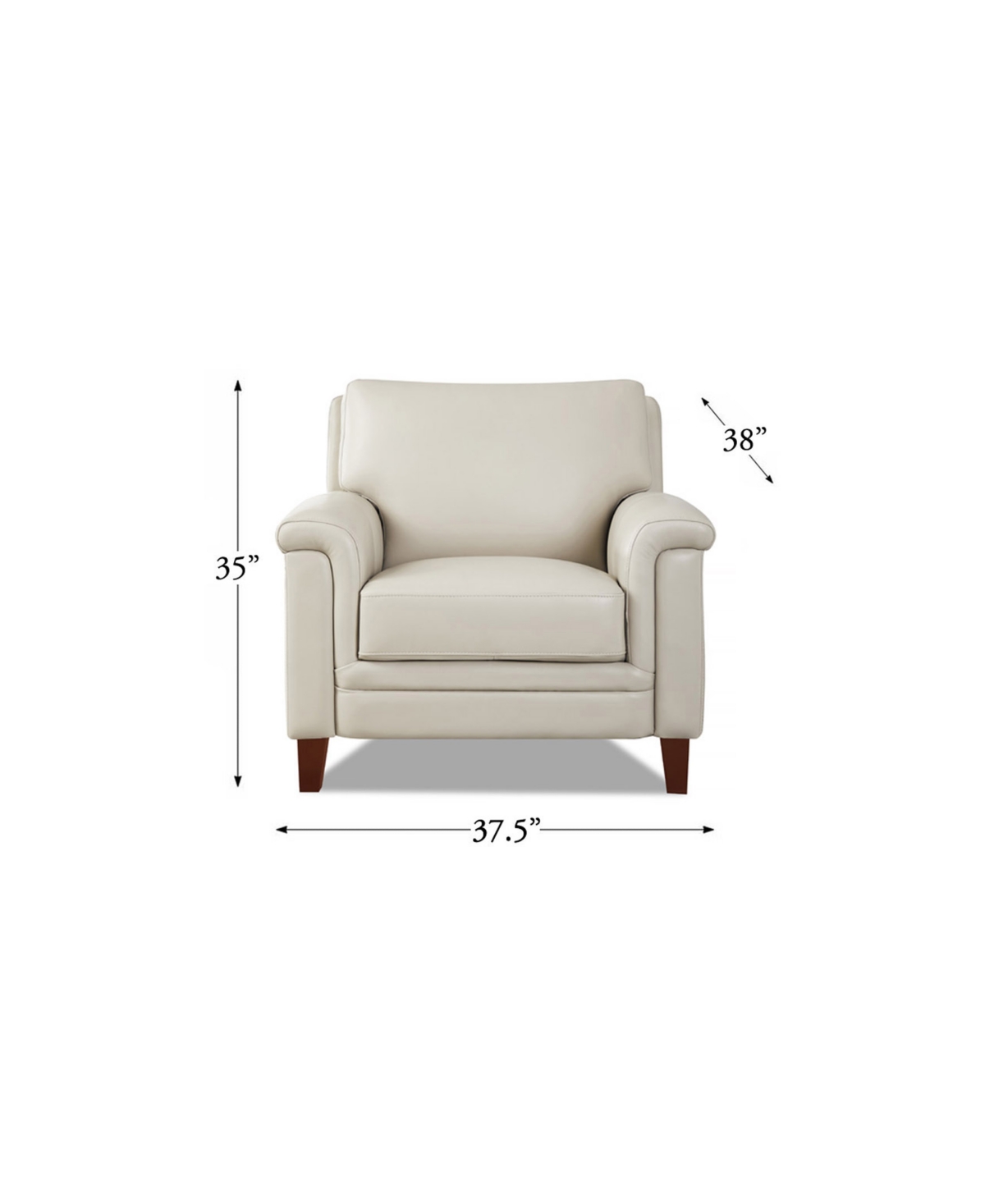 Hydeline Westcott 38" Top Grain Leather Chair In Vanilla White