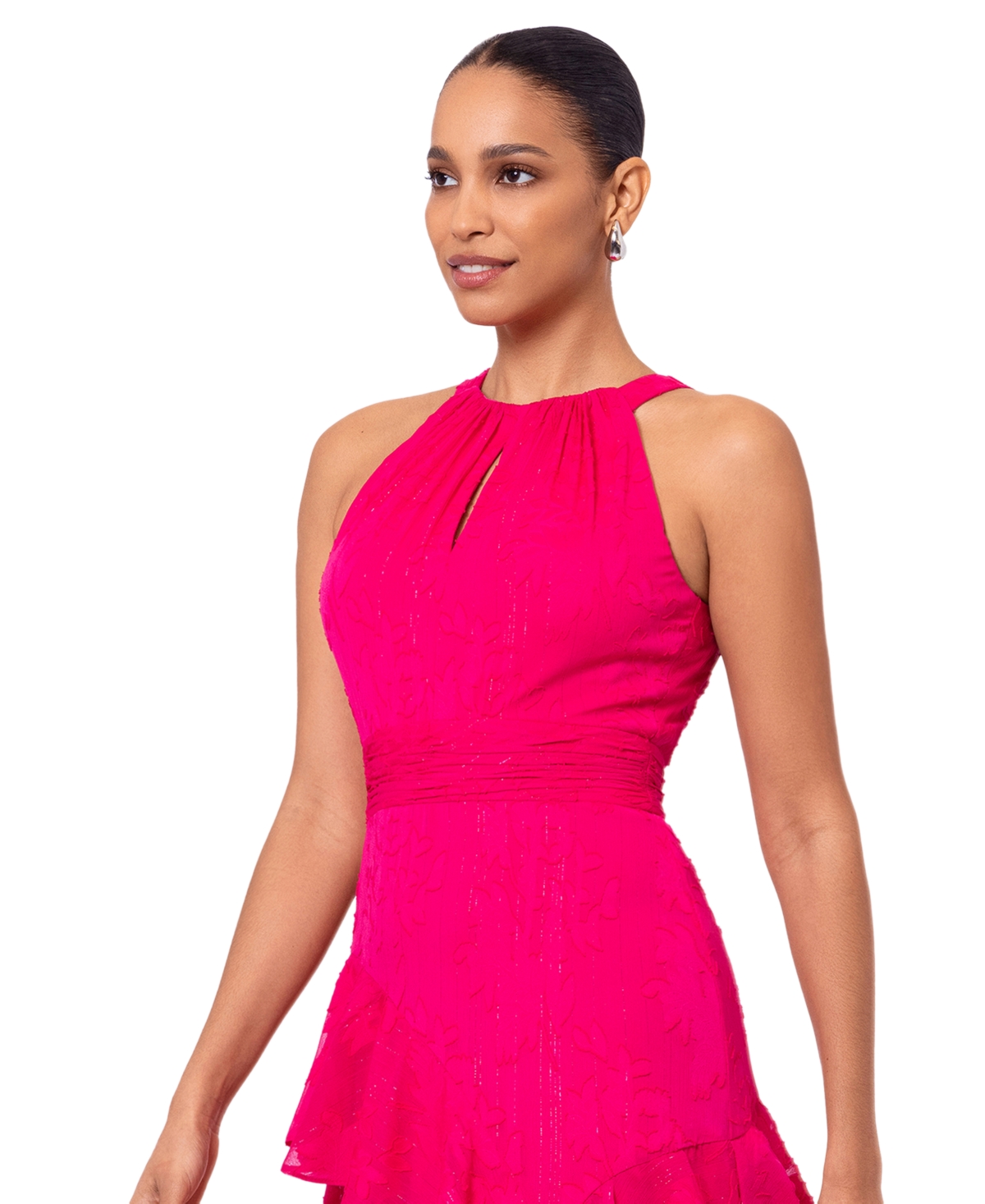 Xscape Petite Chiffon Ruffled Halter Gown