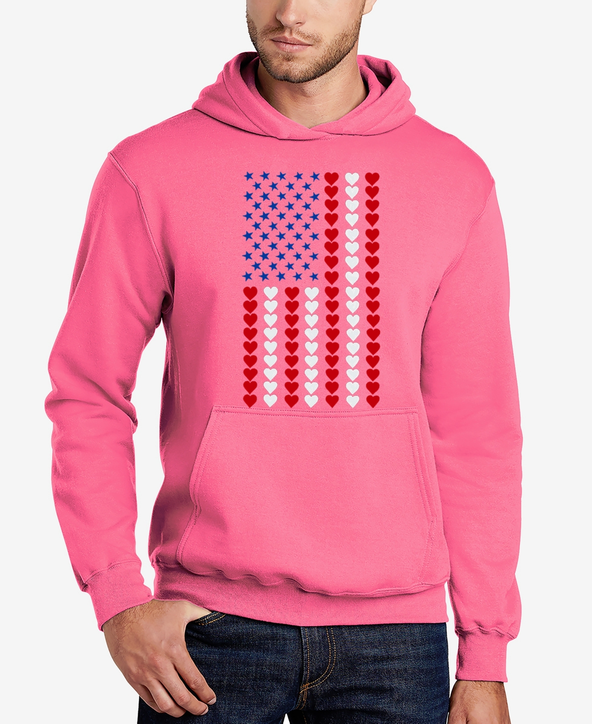 Heart Flag - Men's Word Art Hooded Sweatshirt - Pink