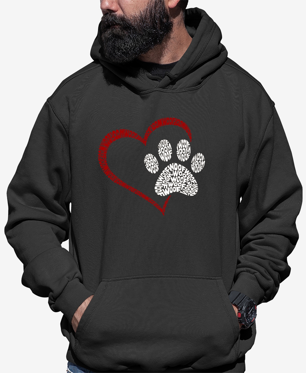 Paw Heart - Men's Word Art Hooded Sweatshirt - Pink