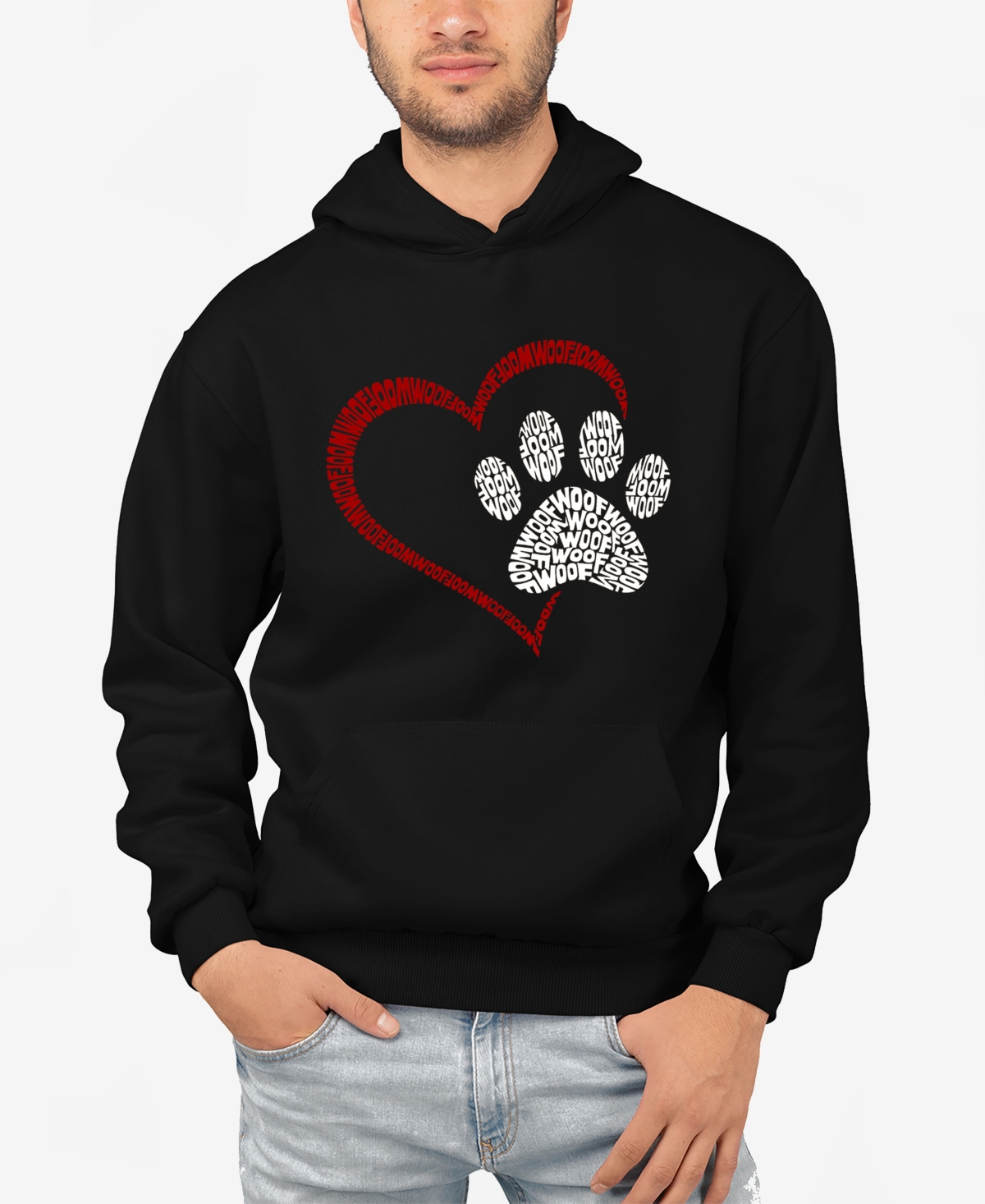 Paw Heart - Men's Word Art Hooded Sweatshirt - Pink