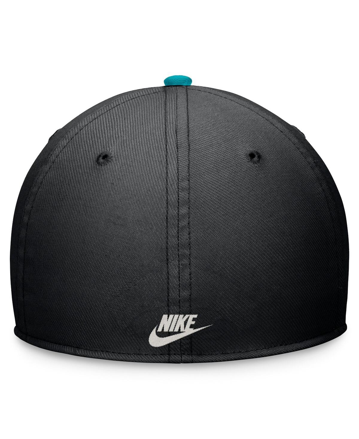 Nike Men's Black/Teal Florida Marlins Cooperstown Collection Rewind swoosh flex Performance Hat -engytl