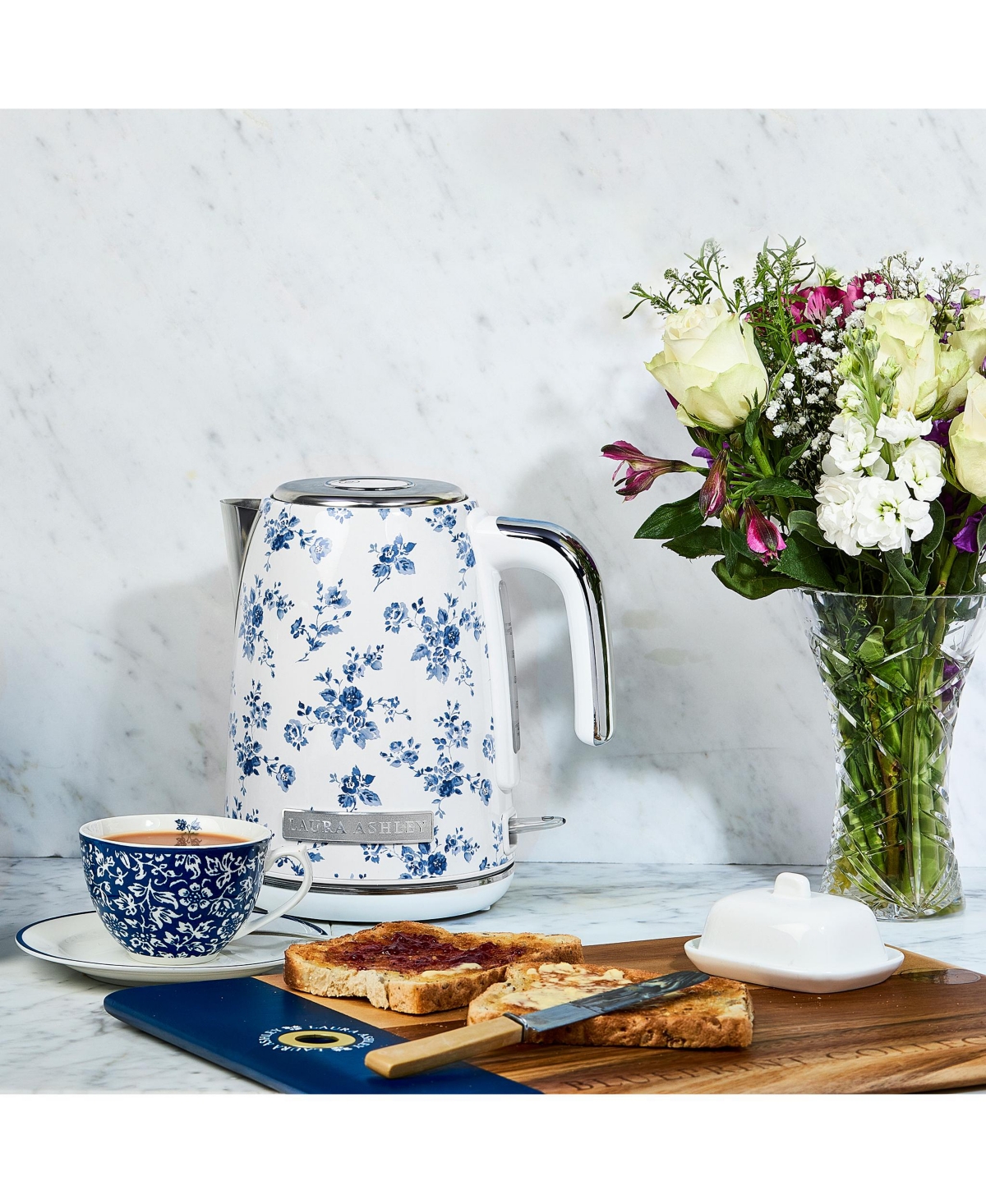 Shop Laura Ashley 1.7 Liter China Rose Jug Kettle In White