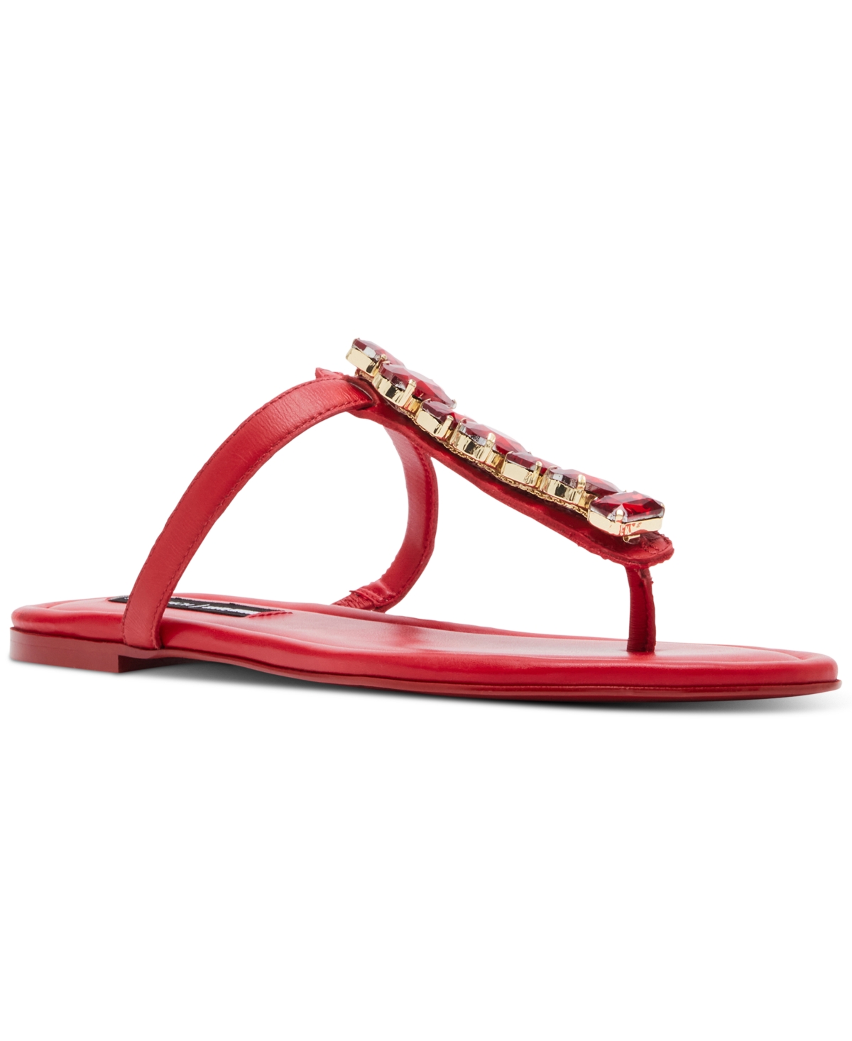 Shop Steve Madden Jessica Rich X  Women's Gemma Embellished T-strap Slingback Sandals In Red Multi