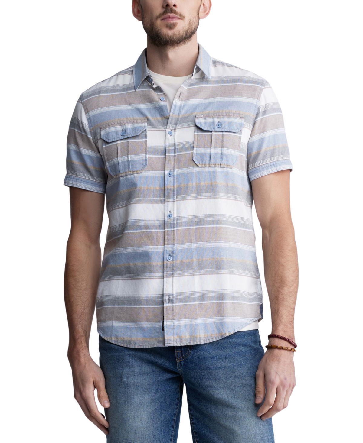Shop Buffalo David Bitton Men's Sodhi Regular-fit Stripe Button-down Shirt In Mirage