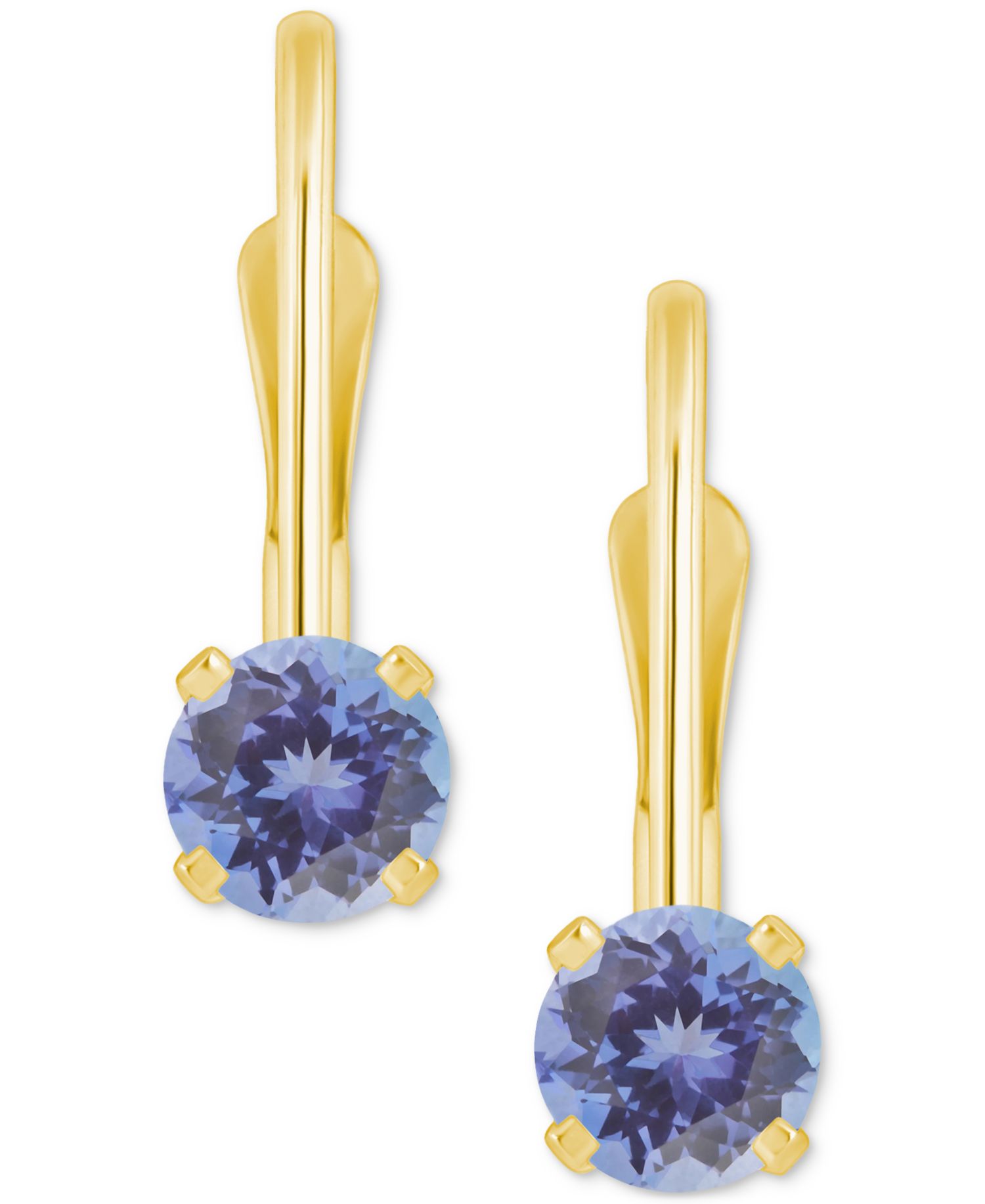 Emerald Solitaire Leverback Earrings (1/2 ct. t.w.) in 14k Gold (Also in Ruby, Sapphire, & Tanzanite)