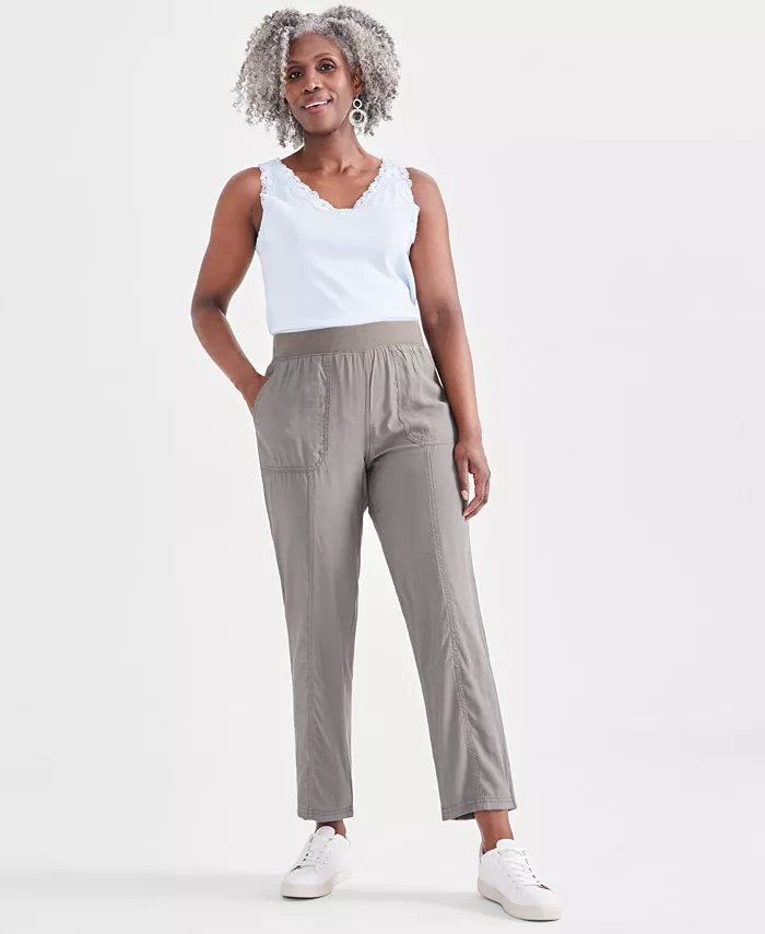 Women's Mid-Rise Pull On Straight-Leg Ankle Pants - thumbnail 8