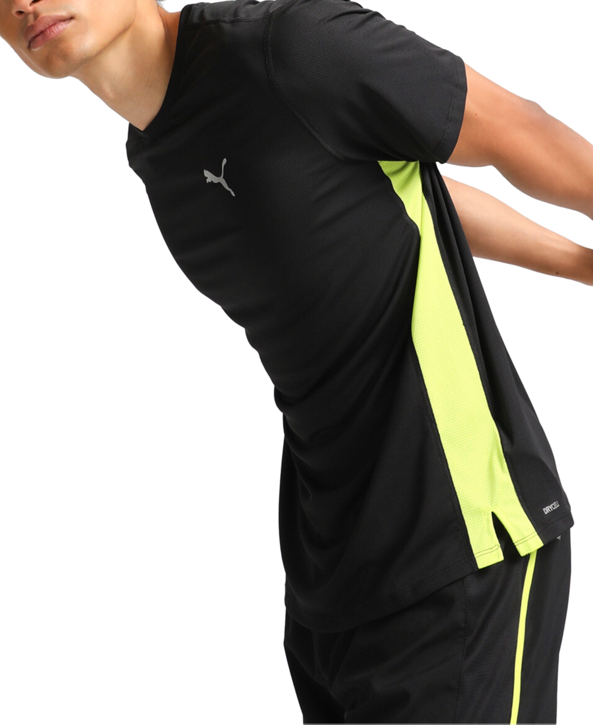 Puma Men's Run Favorite Velocity Logo T-Shirt - Puma Black-lime Pow