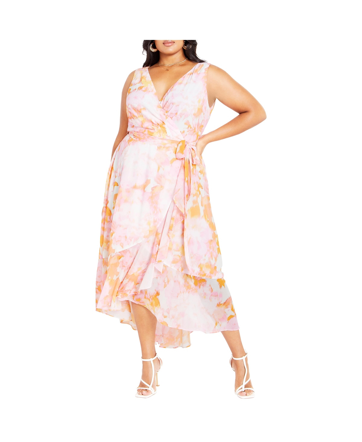 Plus Size Aliya Print Maxi Dress - Sunset haze