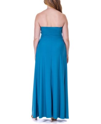 Pleated A Line Strapless Maxi Pocket Dress