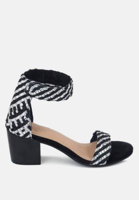 CARLA Womens Black Stacked Heel Sandal