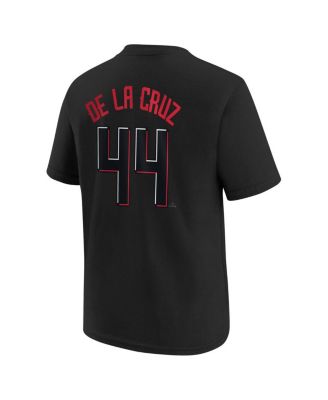 Youth Elly De La Cruz Black Cincinnati Reds Fuse City Connect Name Number T-Shirt