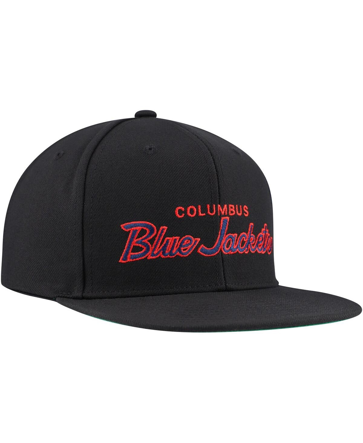 Mitchell & Ness Mitchell Ness Men's Black Columbus Blue Jackets Core Team Script 2.0 Snapback Hat In Black