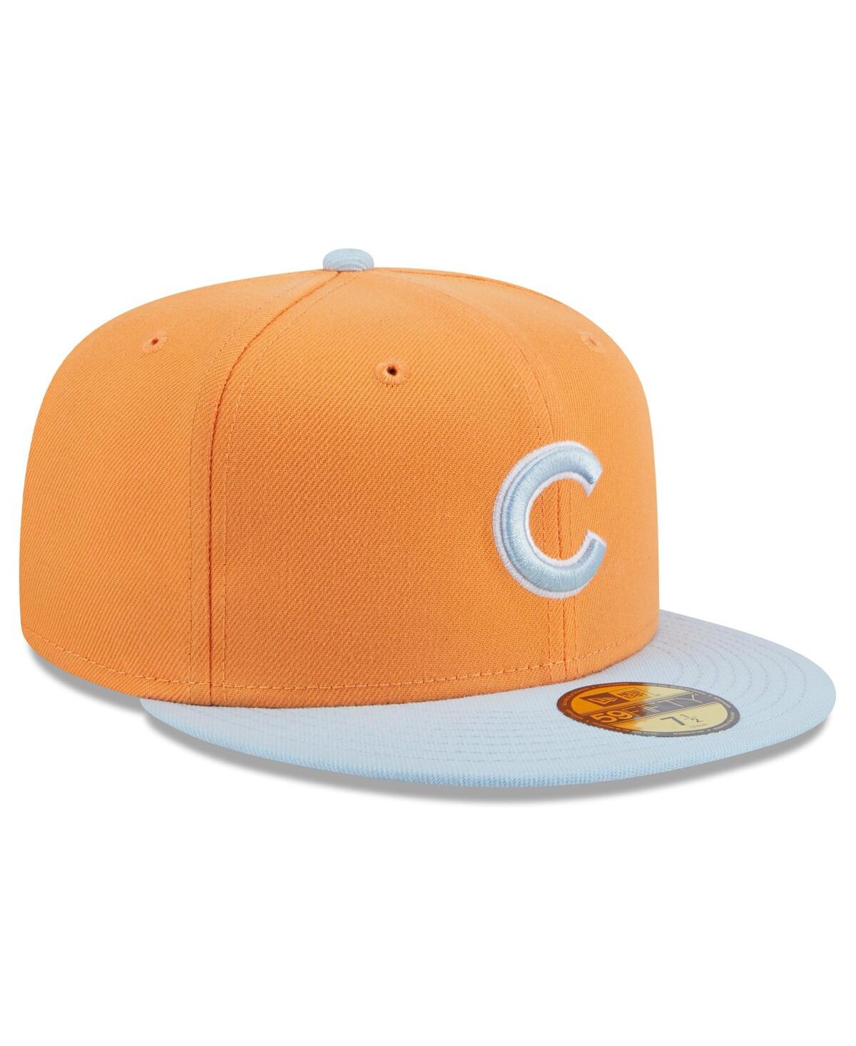 New Era Men's Orange/light Blue Chicago Cubs Spring Color Basic Two-tone 59fifty Fitted Hat In Orange Lig