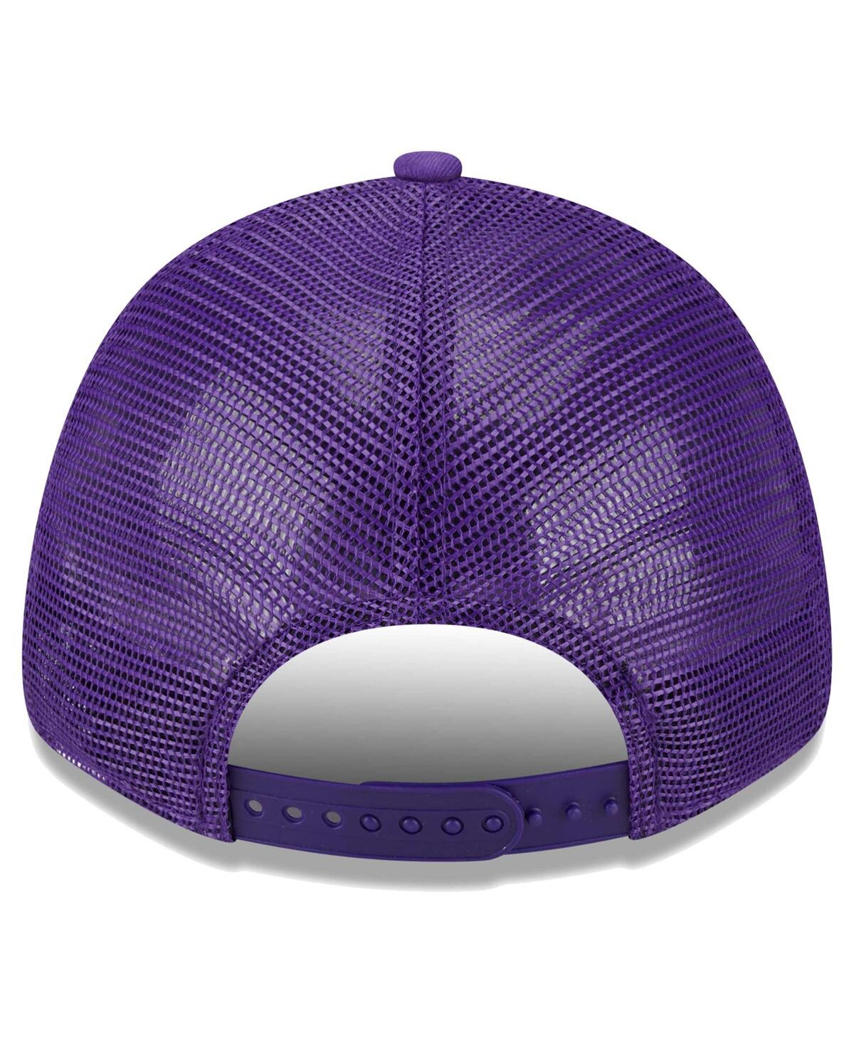 New Era Men'sLos Angeles Lakers Plate Patch Trucker 9Forty Adjustable Hat - Purple