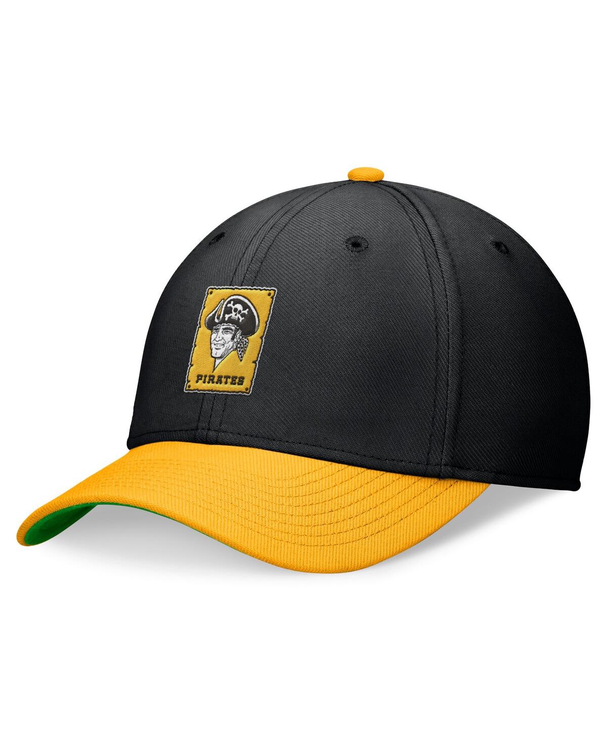 Shop Nike Men's Black/gold Pittsburgh Pirates Cooperstown Collection Rewind Swooshflex Performance Hat In Bk,ug