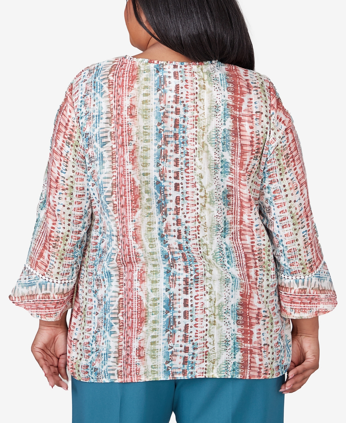 Shop Alfred Dunner Plus Size Sedona Sky Vertical Button-down Stripe Top In Multi
