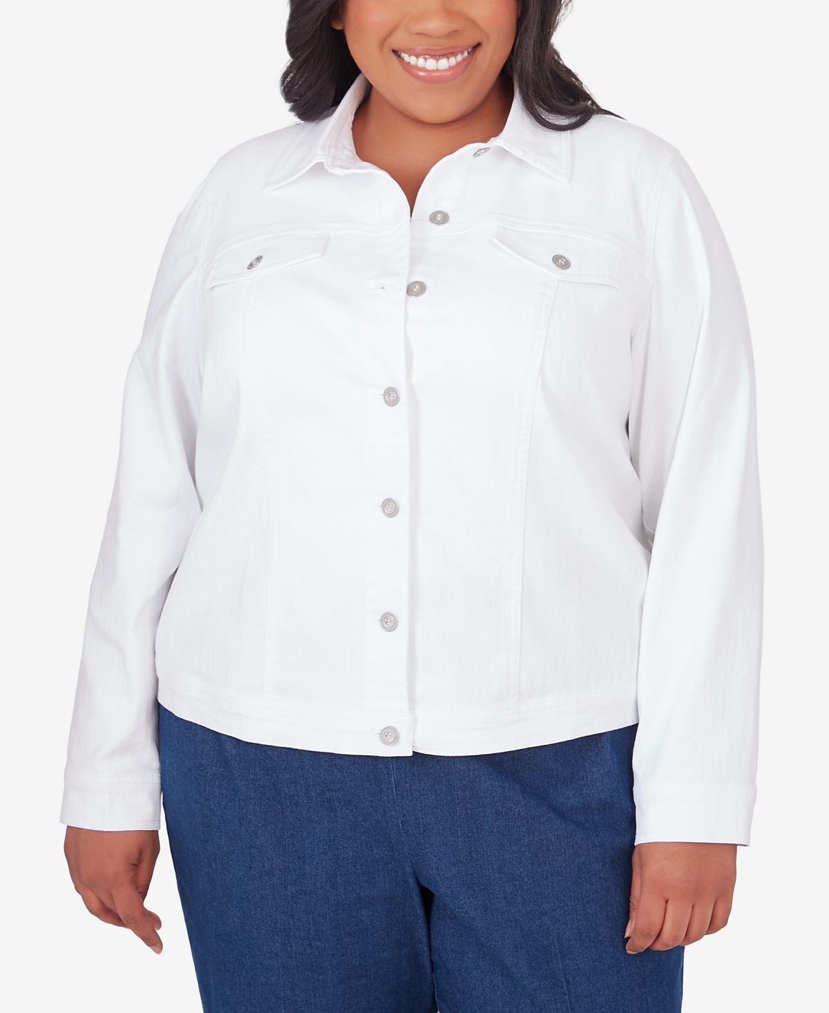 Shop Alfred Dunner Plus Size Classic Fit Denim Jacket In White