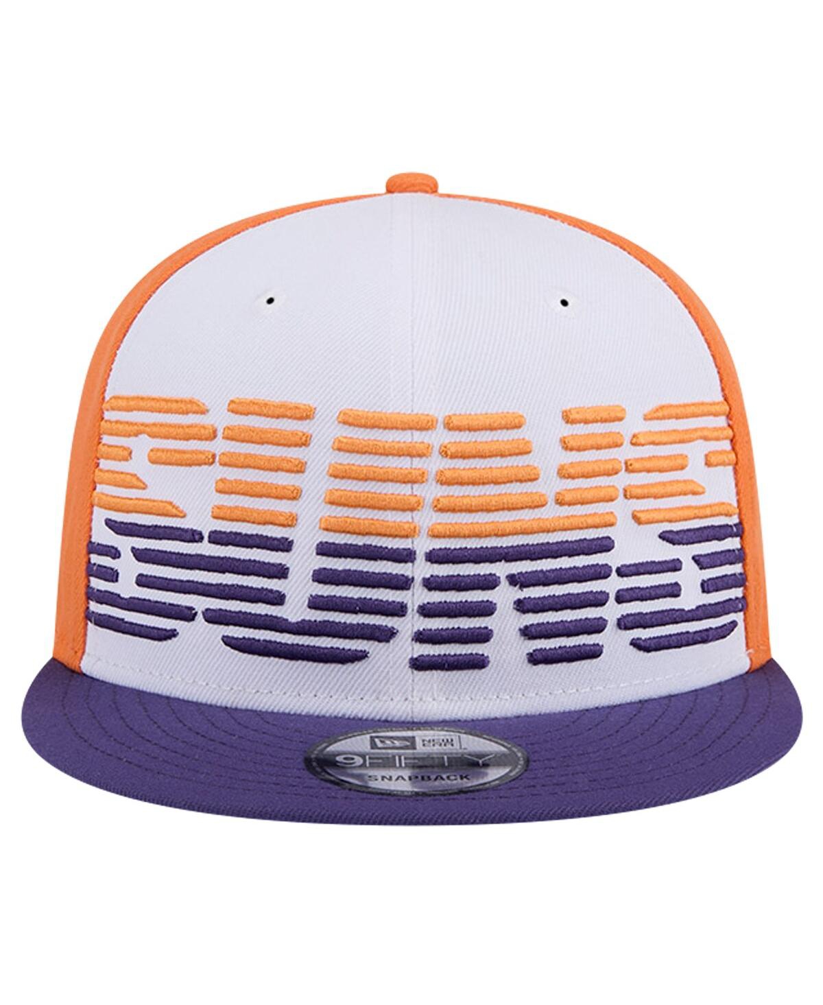 New Era Men's White/purple Phoenix Suns Throwback Gradient Tech Font 9fifty Snapback Hat In White Purp