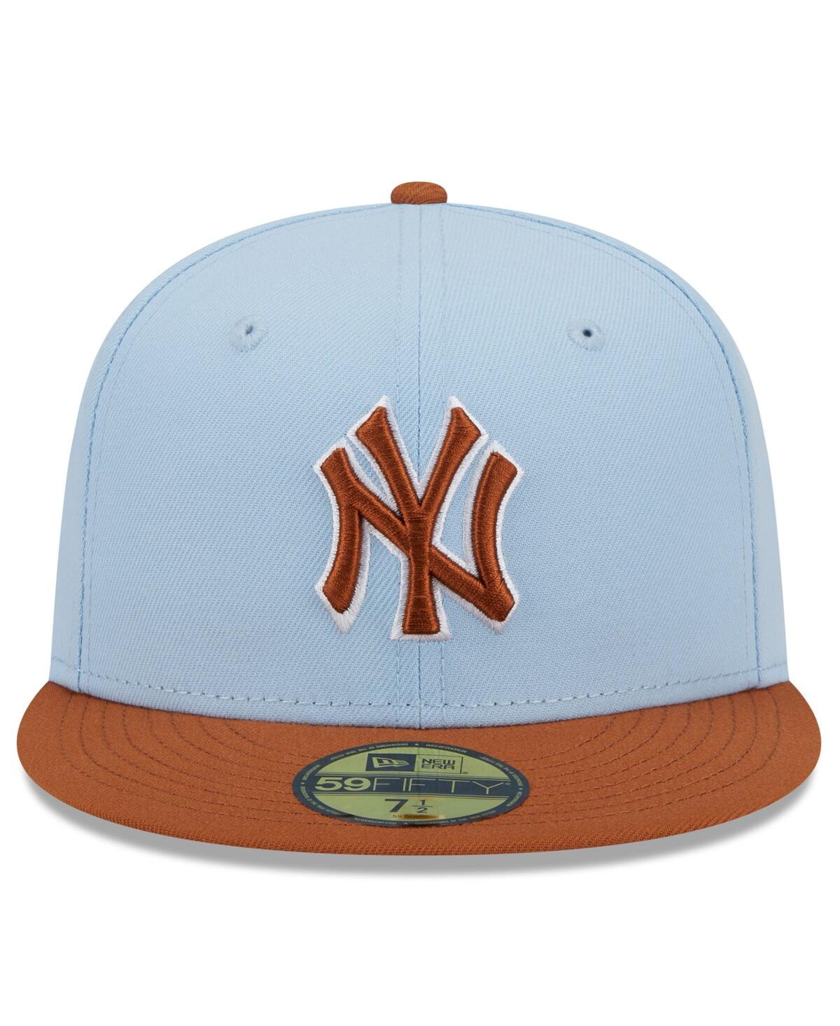 New Era Men's Light Blue/brown New York Yankees Spring Color Basic Two-tone 59fifty Fitted Hat In Light Blue