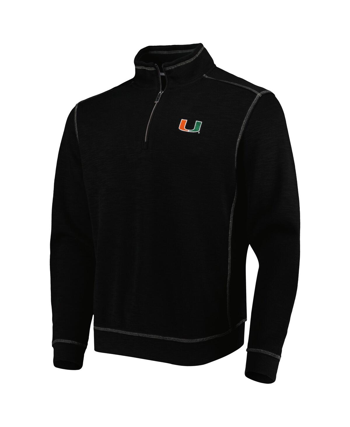 Tommy Bahama Men'sMiami Hurricanes Sport Tobago Bay Tri-Blend Mock Neck Half-Zip Jacket - Black