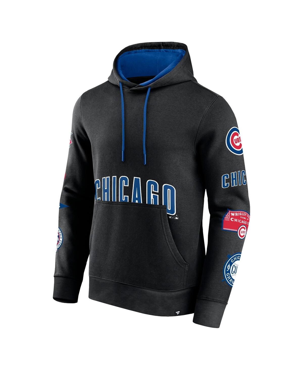 Shop Fanatics Branded Men's Black Chicago Cubs Wild Winner Pullover Hoodie In Blk,d.royl