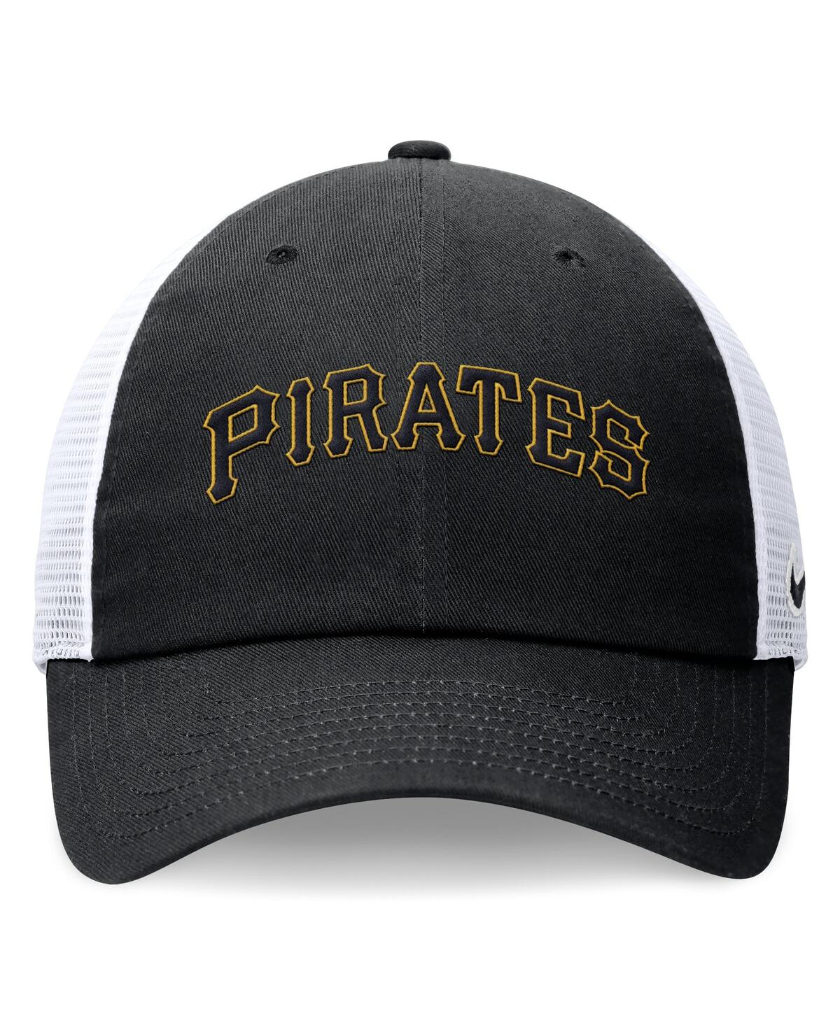 Nike Men's Black Pittsburgh Pirates Evergreen Wordmark Trucker Adjustable Hat In Blk,wht