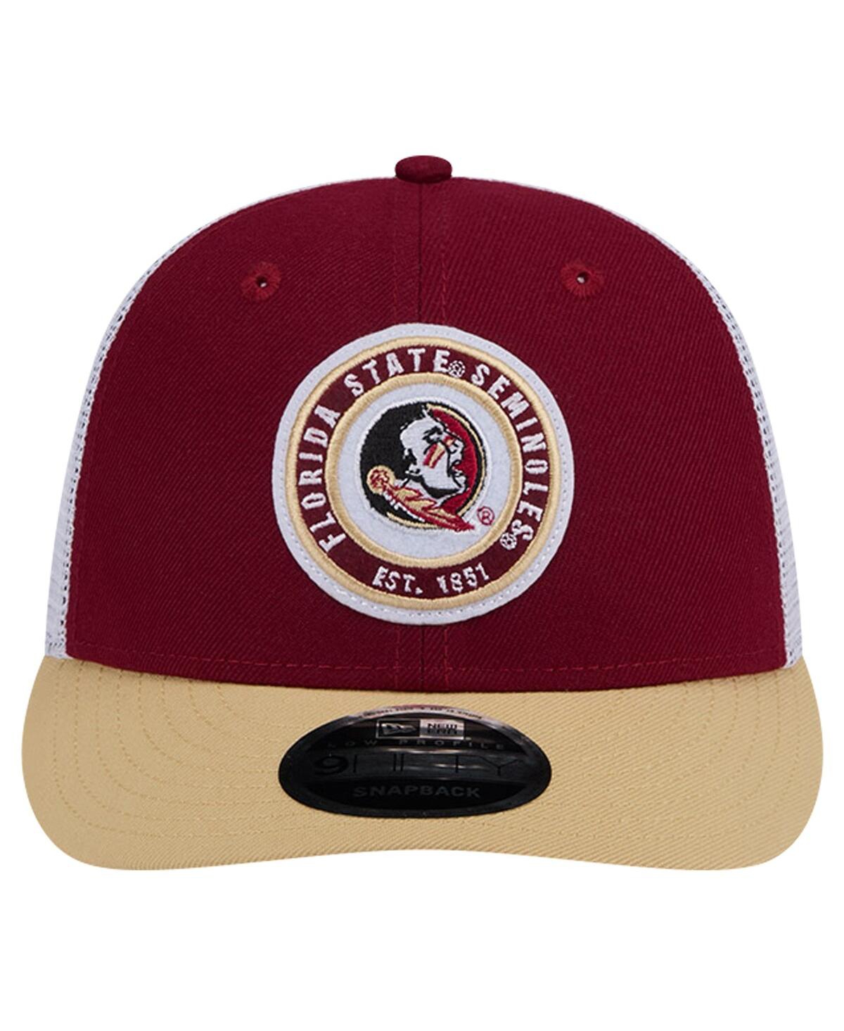 New Era Men'sFlorida State Seminoles Throwback Circle Patch 9fifty Trucker Snapback Hat - Garnet
