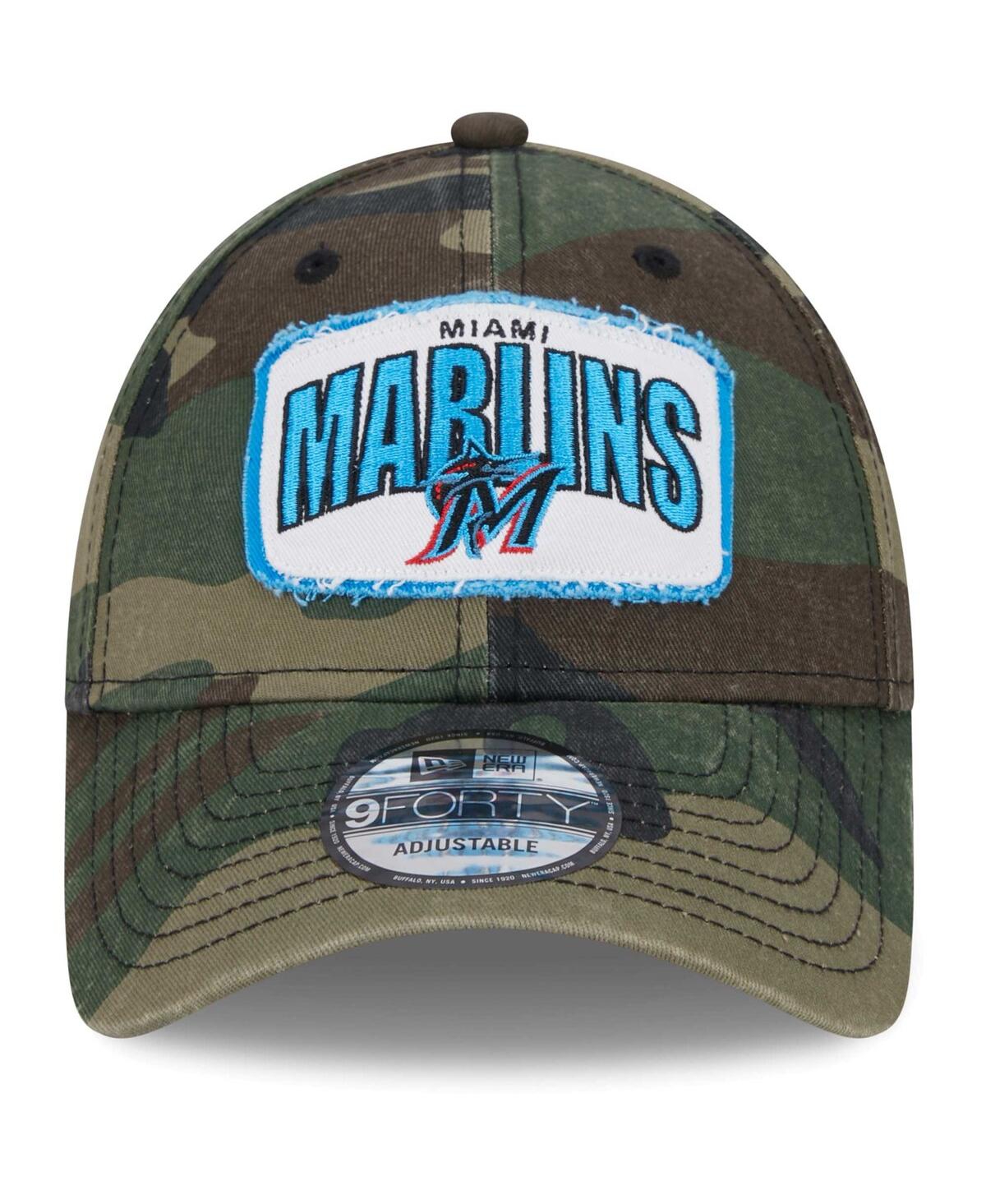 New Era Camo Miami Marlins Gameday 9forty Adjustable Hat In Camo