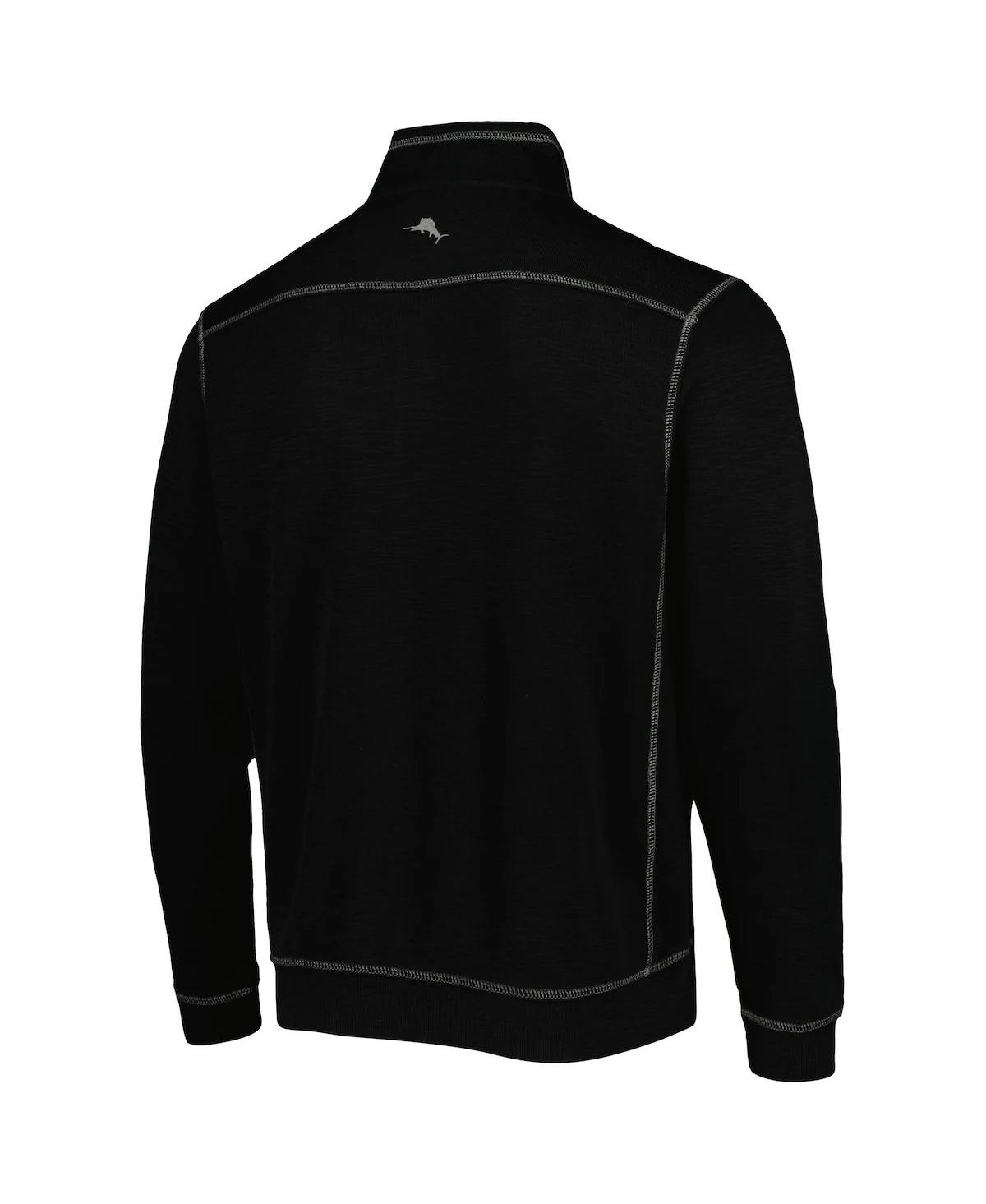 Tommy Bahama Men'sMiami Hurricanes Sport Tobago Bay Tri-Blend Mock Neck Half-Zip Jacket - Black