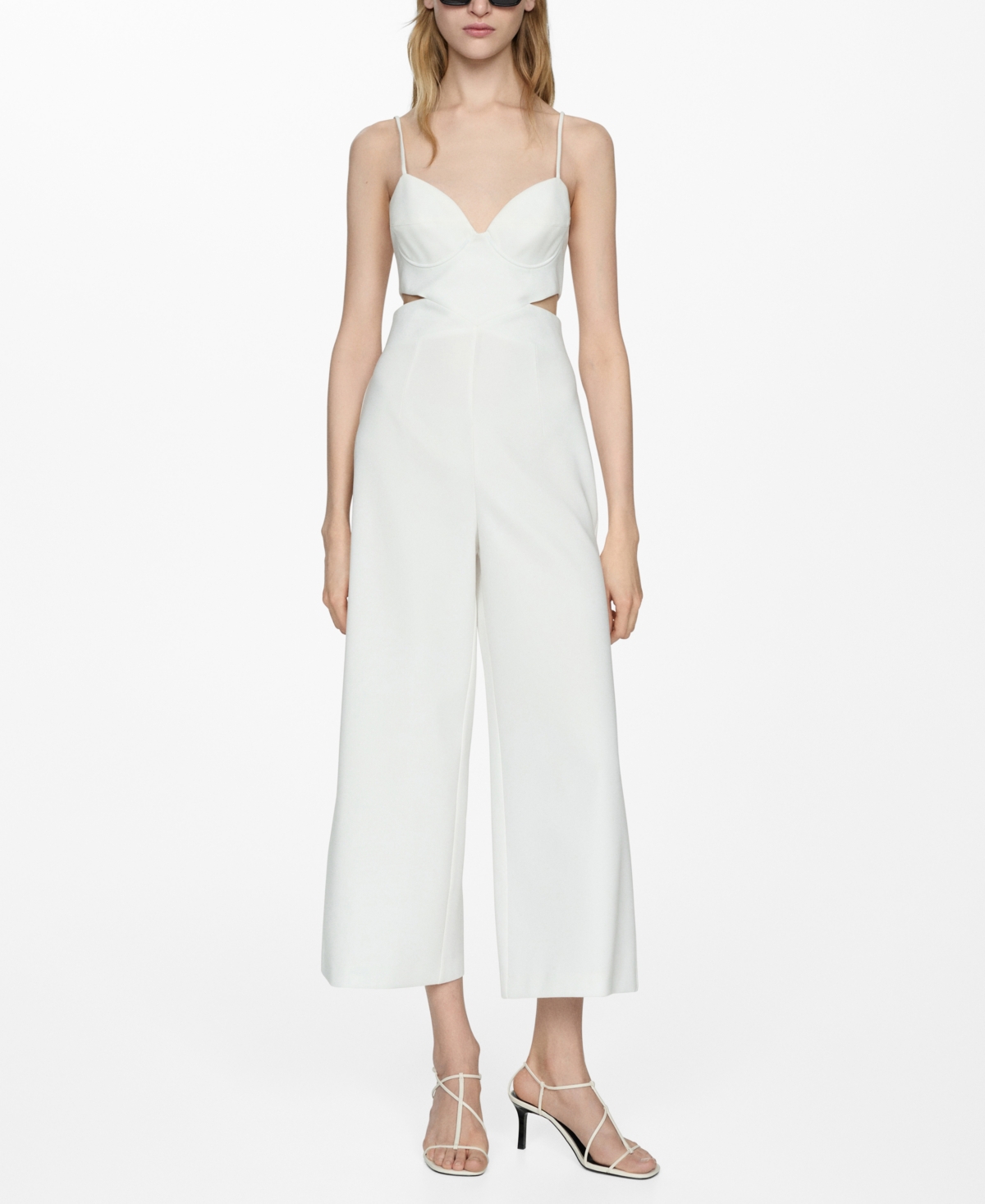 Shop Mango Women's Side Slits Detail Strap Jumpsuit In White