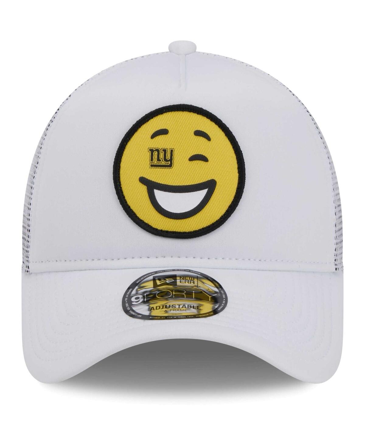 Shop New Era Men's White New York Giants Happy A-frame Trucker 9forty Snapback Hat
