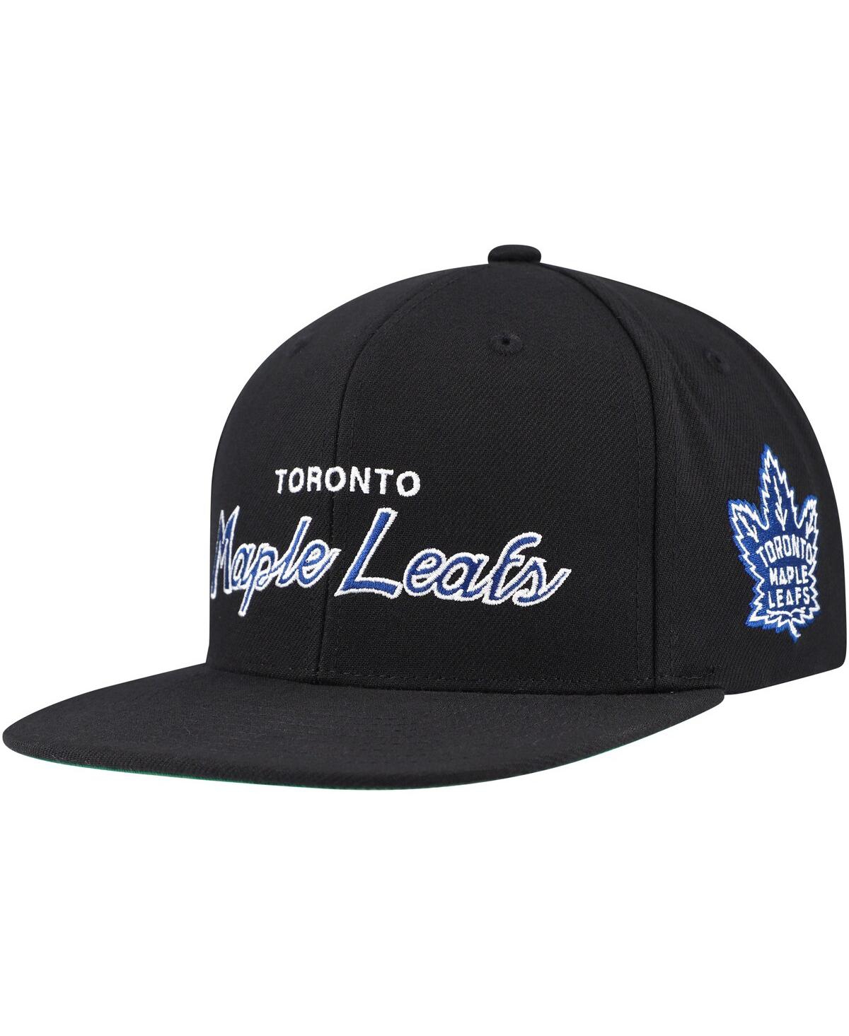 Mitchell Ness Men's Black Toronto Maple Leafs Core Team Script 2.0 Snapback Hat - Black