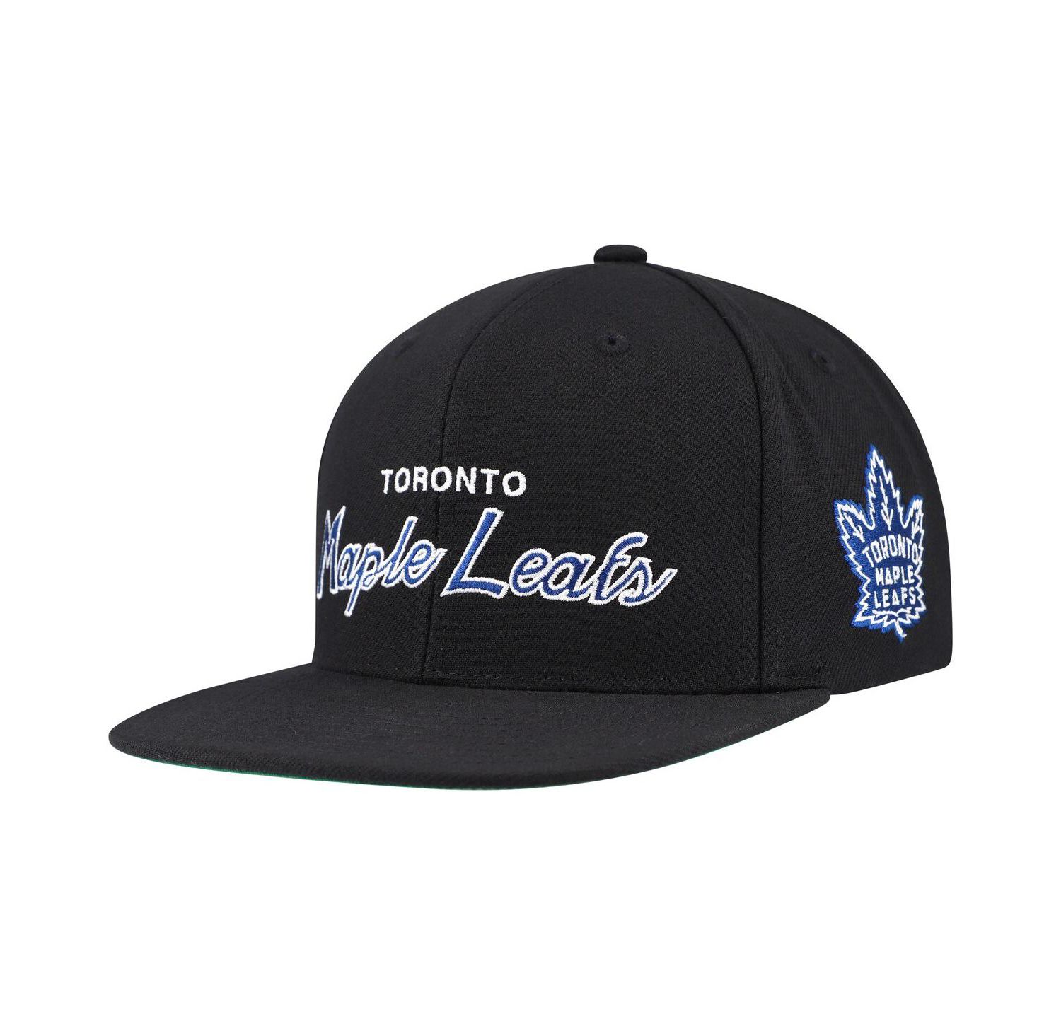 Mitchell Ness Men's Black Toronto Maple Leafs Core Team Script 2.0 Snapback Hat