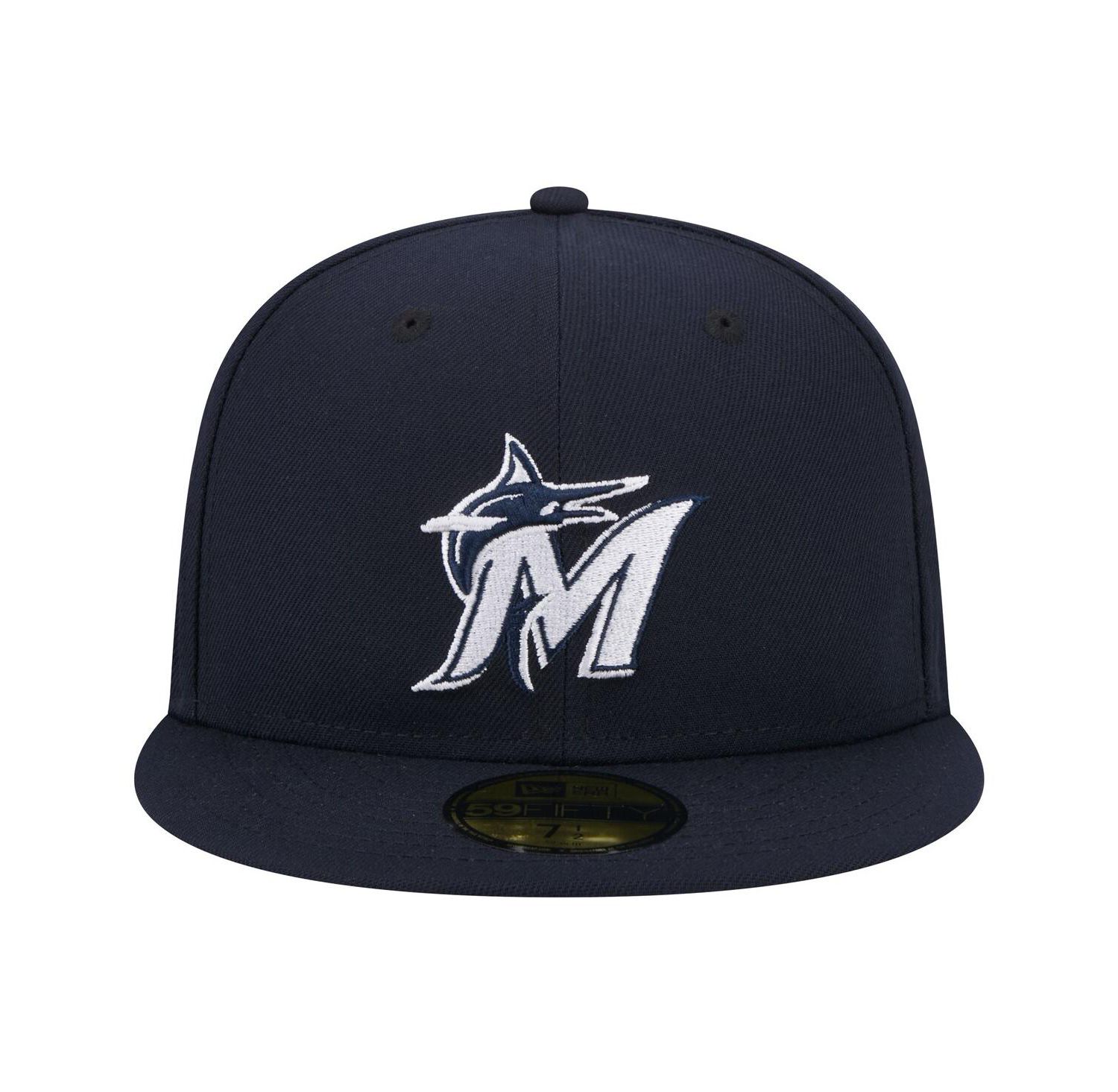 Men's Navy Miami Marlins White Logo 59Fifty Fitted Hat