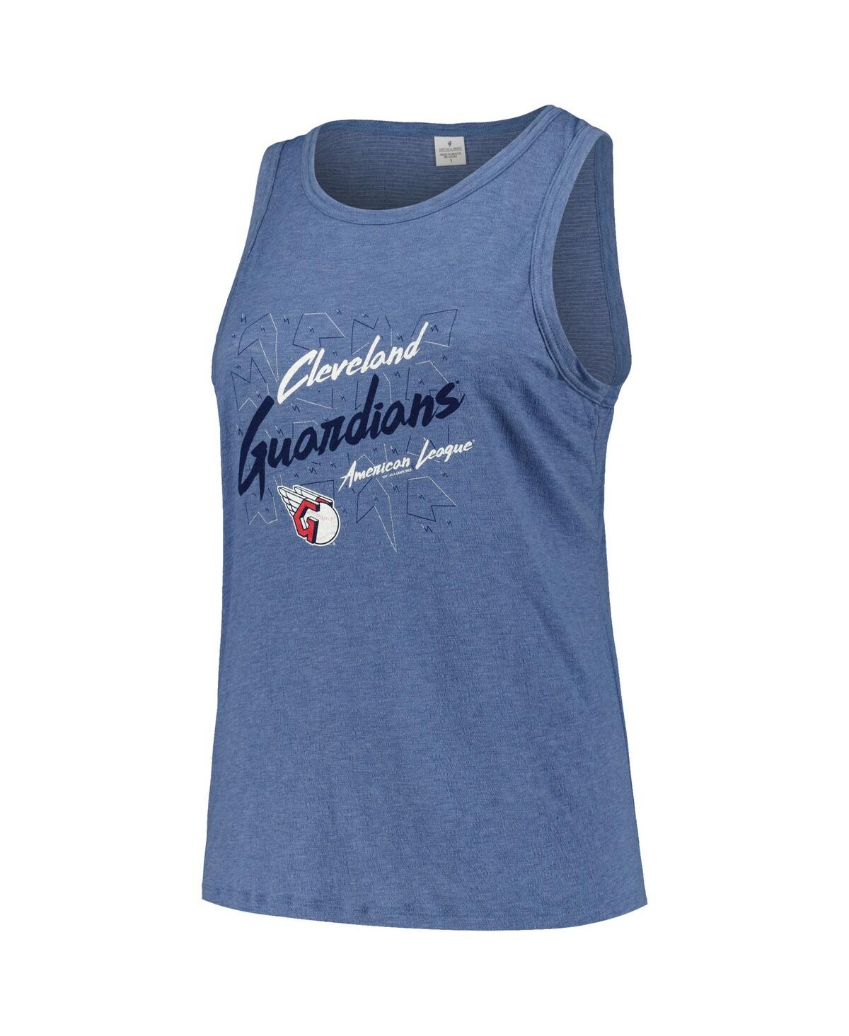 Shop Soft As A Grape Women's Navy Cleveland Guardians Plus Size Curvy High Neck Tri-blend Tank Top