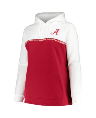 Women's White/Crimson Alabama Crimson Tide Plus Size Taping Pullover Hoodie