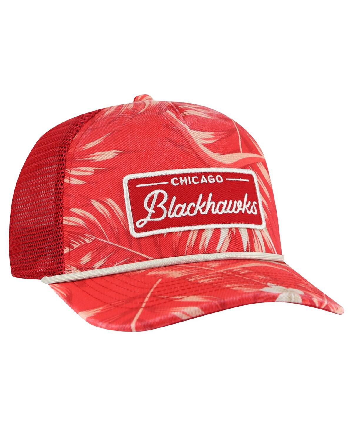 47 Brand Men's Red Chicago Blackhawks Tropicalia Allover Print Trucker Adjustable Hat In Red