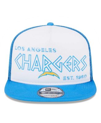 Men's White/Powder Blue Los Angeles Chargers Banger 9Fifty Trucker Snapback Hat