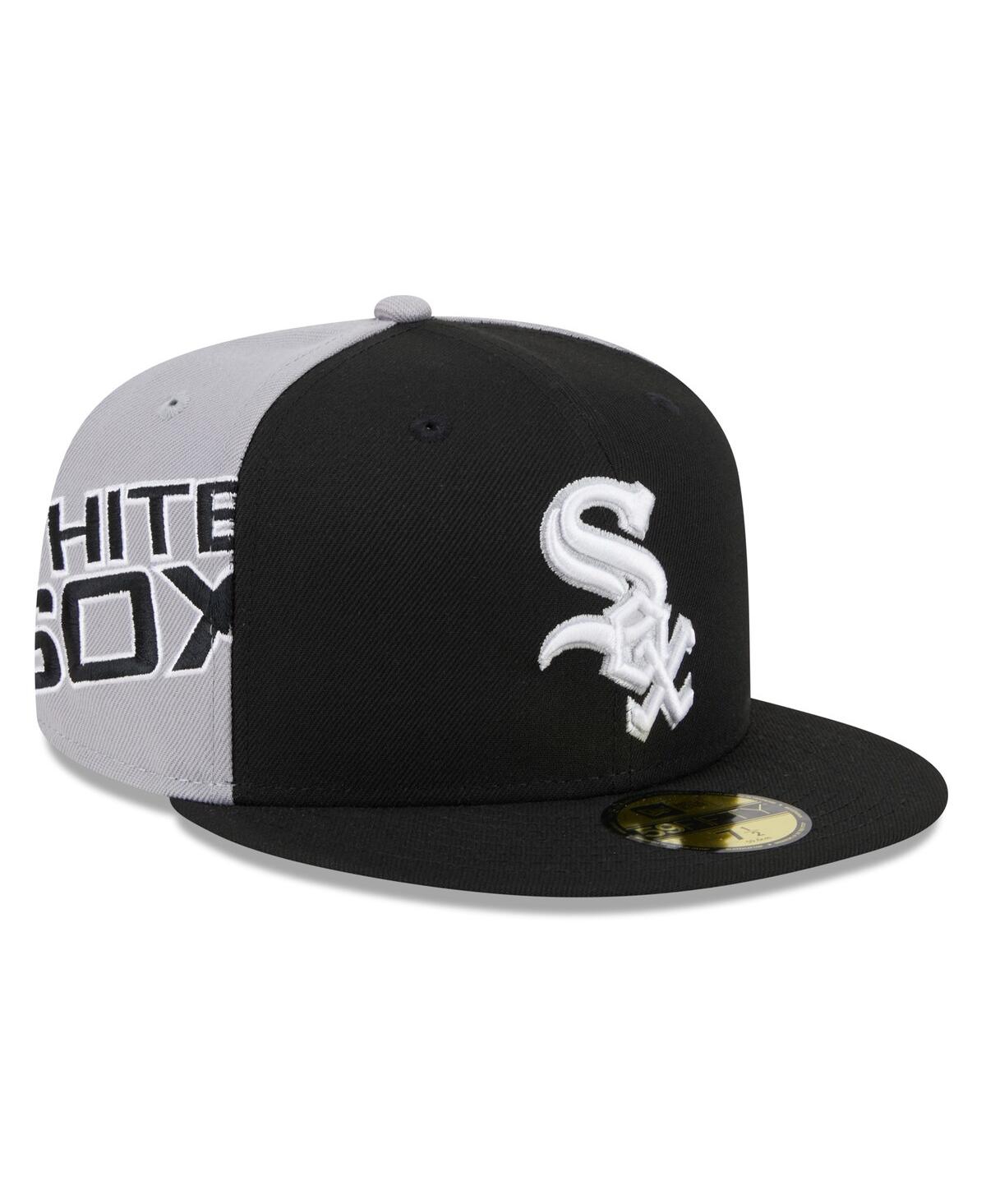 Shop New Era Men's Black/gray Chicago White Sox Gameday Sideswipe 59fifty Fitted Hat In Black Gray