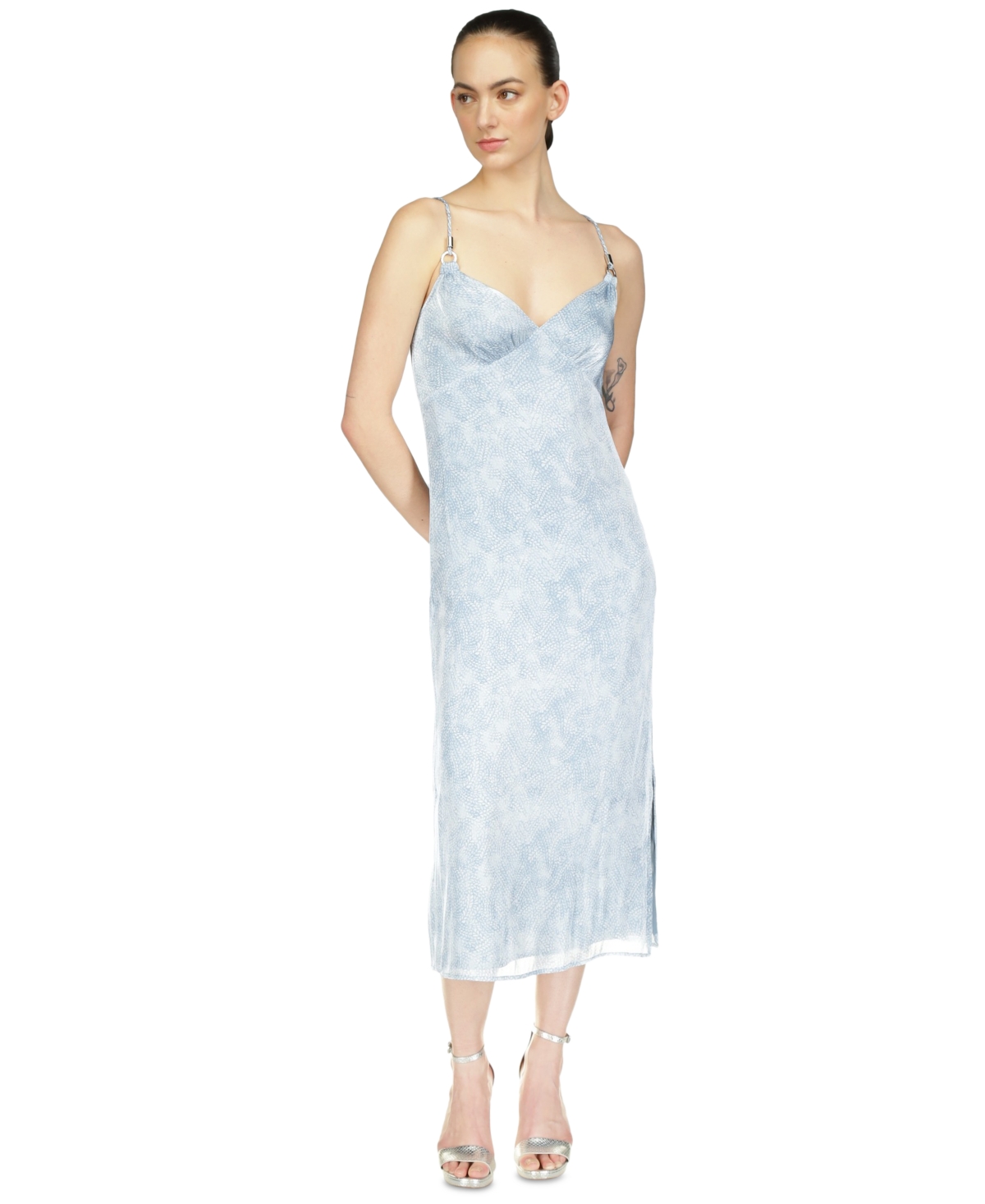 Michael Michael Kors Women's Tonal-Print Slit Slip Dress
