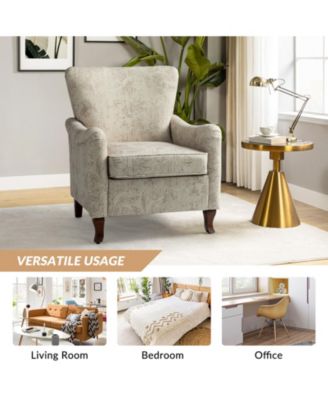 Ewert Comfy Floral Fabric Pattern Armchair with Wingback Design
