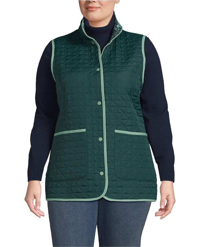 Lands' End Plus Size Insulated Reversible Barn Vest Macy's
