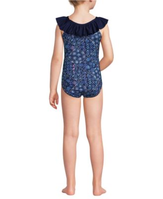 Girls Scoop Ruffle Neck One Piece Swimsuit