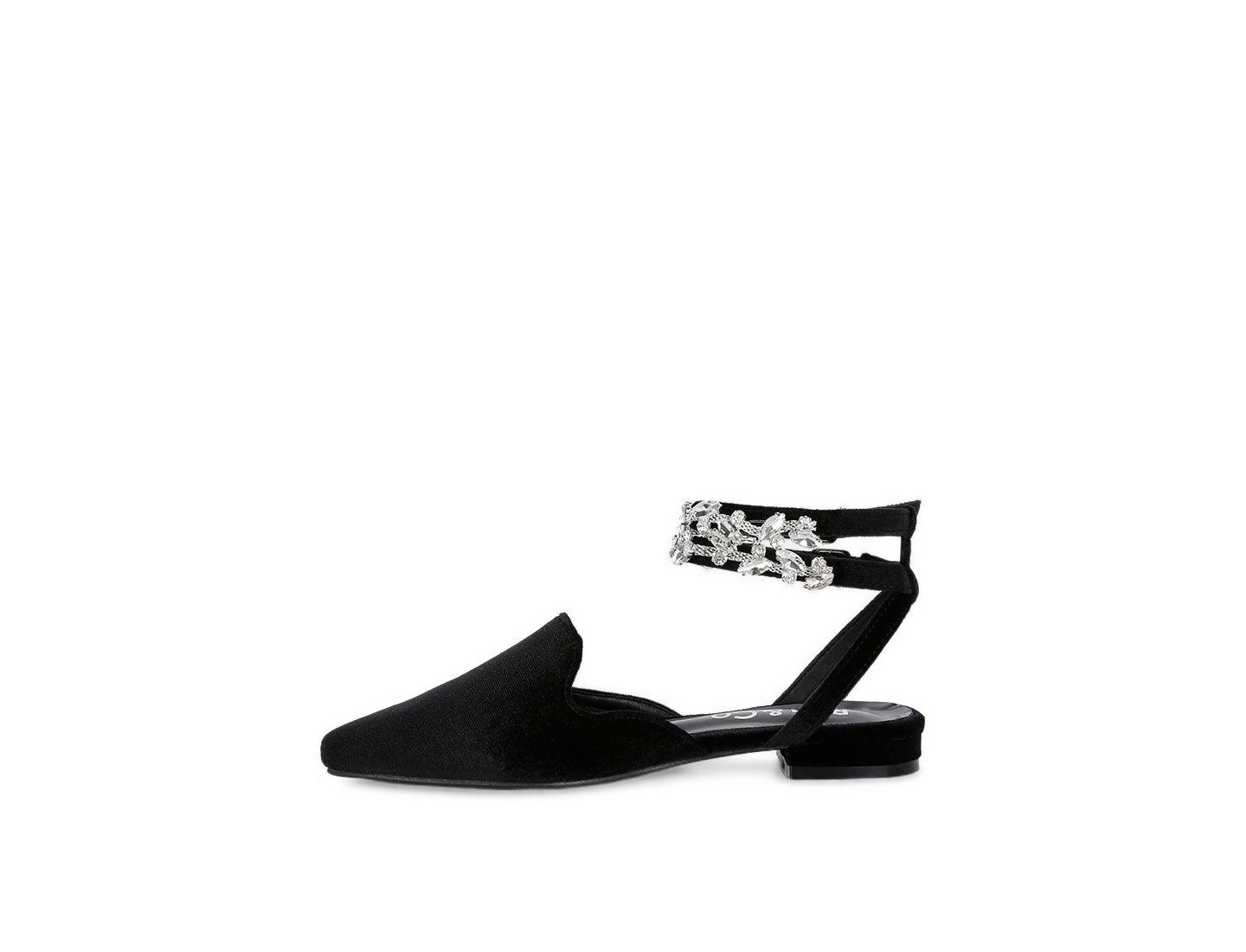 Женские сабо Rag & Co Salome Embellished Ankle Strap Velvet Mules, цвет: Чёрный — фото 1